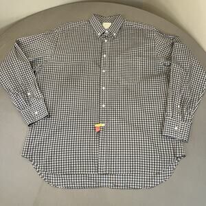 Billy Reid Shirt Men XL Gingham Check Full Cut Button Down Long Sleeve Gray/Whit